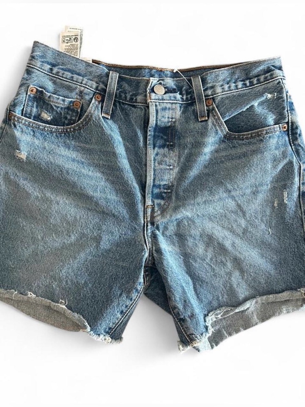 Classic High-Waist Denim Cutoff Shorts - Blue